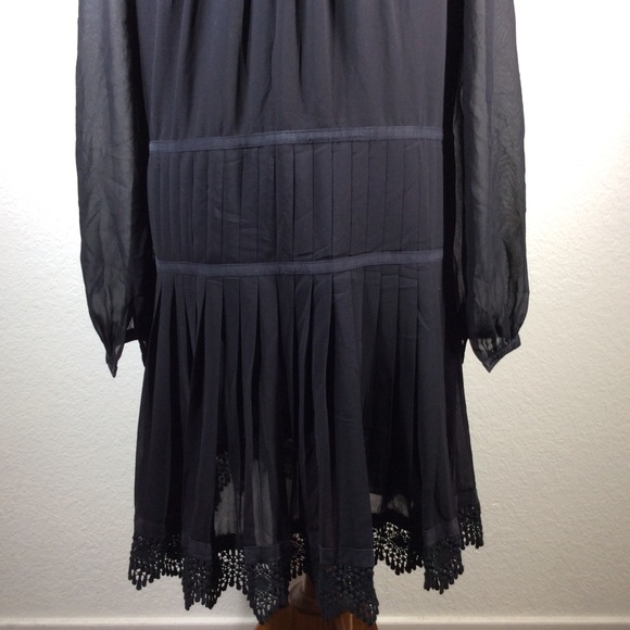 Tory Burch Sydney Black Pleated Silk Dress - Picture 10 of 16